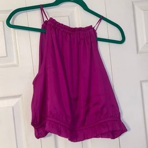 EXPRESS Hot pink silky open back halter tank